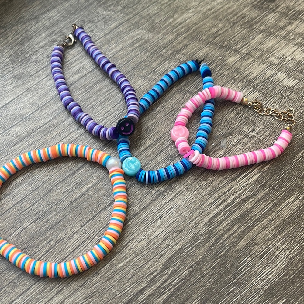 4 clay beads bracelets